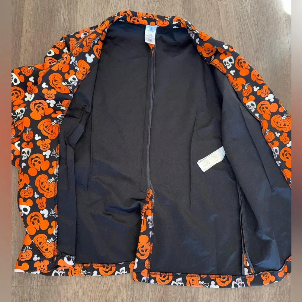NWT Disney Mickey Mouse Pumpkin Glow In Dark Halloween Orange Black Blazer L/XL